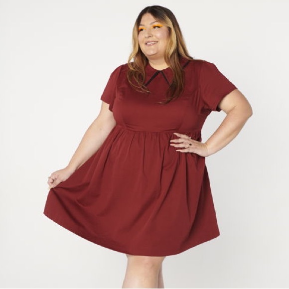 Tuesday of California NWT double dagger dress in oxblood - Picture 5 of 16
